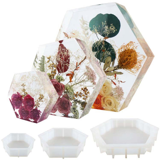 Resin Crystal Glue Large Geometric Hexagon Decoration Mirror Silicone Mold