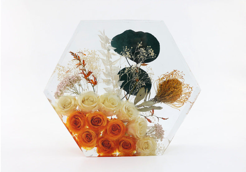 Resin Crystal Glue Large Geometric Hexagon Decoration Mirror Silicone Mold