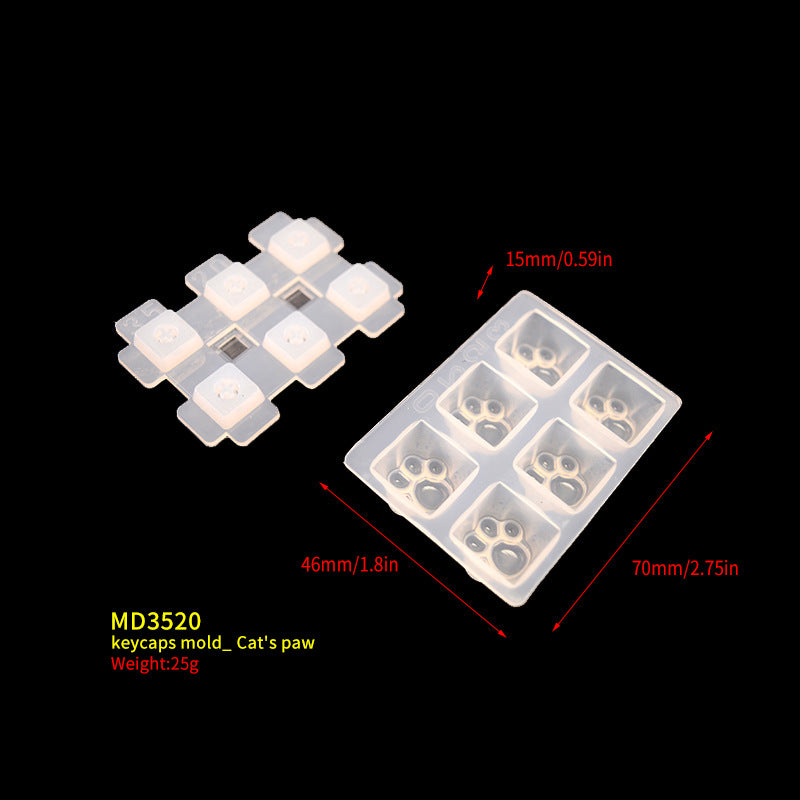 Key Cap Mold DIY Mirror Mechanical Keyboard OEM Computer Cat Claw Silicone Mold Crystal Epoxy Mold