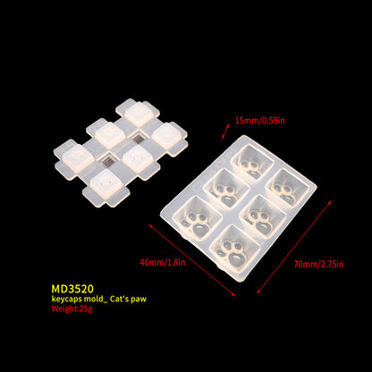 Key Cap Mold DIY Mirror Mechanical Keyboard OEM Computer Cat Claw Silicone Mold Crystal Epoxy Mold